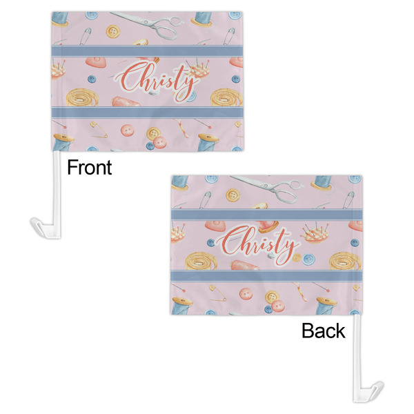 Sewing Time Car Flag - 11" x 8" - Front & Back View