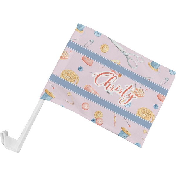 Custom Sewing Time Car Flag - Small w/ Name or Text