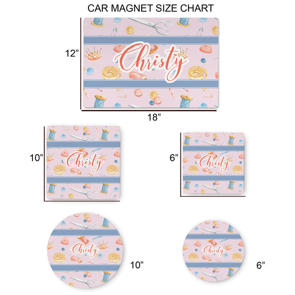 Sewing Time Car Magnets - SIZE CHART