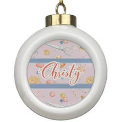 Sewing Time Ceramic Ball Ornament (Personalized)