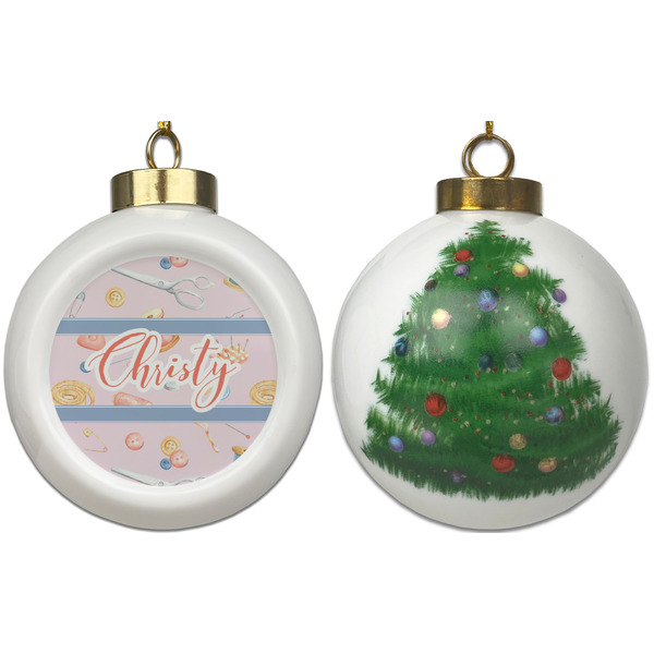 Sewing Time Ceramic Christmas Ornament - X-Mas Tree (APPROVAL)