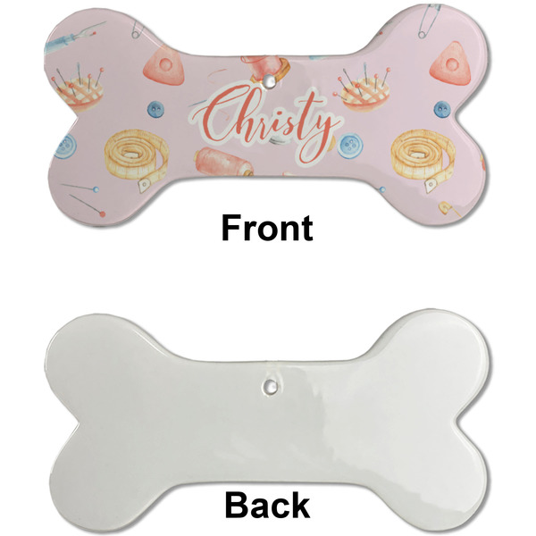 Sewing Time Ceramic Flat Ornament - Bone Front & Back Single Print (APPROVAL)