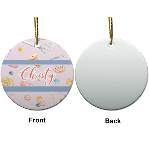 Sewing Time Ceramic Flat Ornament - Circle Front & Back (APPROVAL)