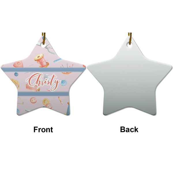 Sewing Time Ceramic Flat Ornament - Star Front & Back (APPROVAL)