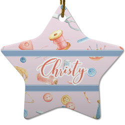 Sewing Time Star Ceramic Ornament w/ Name or Text