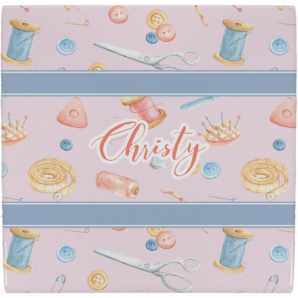 Custom Sewing Time Ceramic Tile Hot Pad (Personalized)