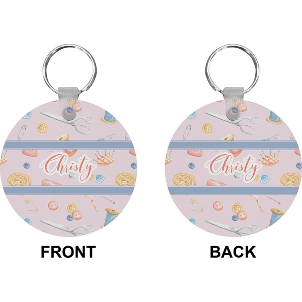 Sewing Time Circle Keychain (Front + Back)