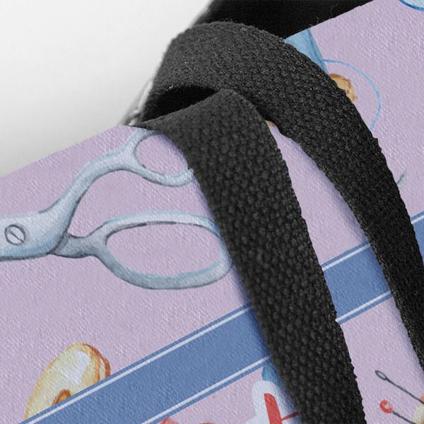 Sewing Time Closeup of Tote w/Black Handles