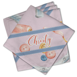 Sewing Time Cloth Cocktail Napkins - Set of 4 w/ Name or Text