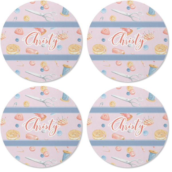 Sewing Time Coaster Round Rubber Back - Apvl