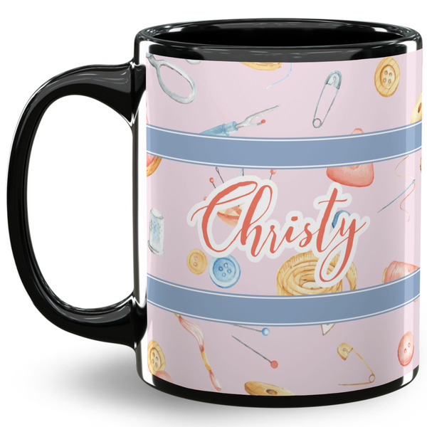 Custom Sewing Time 11 Oz Coffee Mug - Black (Personalized)