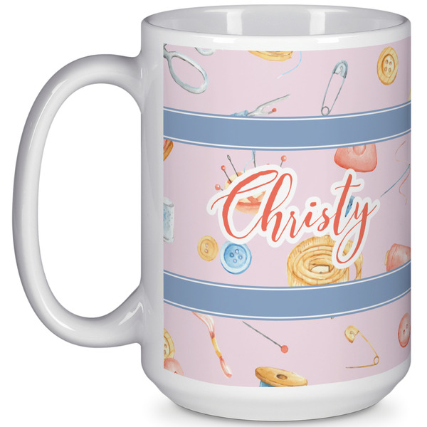 Custom Sewing Time 15 Oz Coffee Mug - White (Personalized)