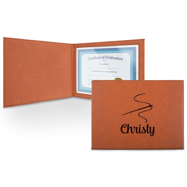 Custom Sewing Time Leatherette Certificate Holder - Front (Personalized)