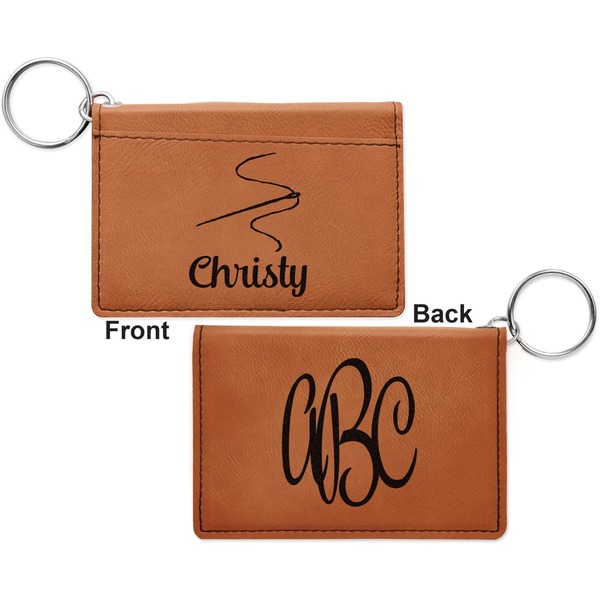 Sewing Time Cognac Leatherette Keychain ID Holders - Front and Back Apvl