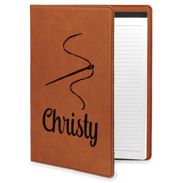 Custom Sewing Time Leatherette Portfolio with Notepad - Large - Single Sided (Personalized)
