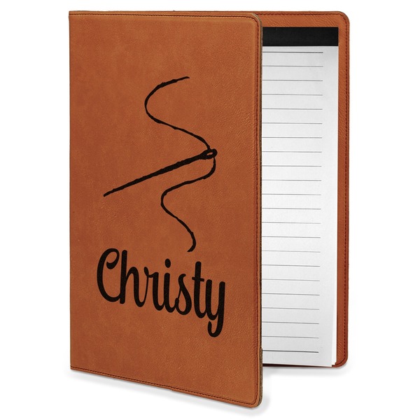 Custom Sewing Time Leatherette Portfolio with Notepad - Small - Single Sided (Personalized)