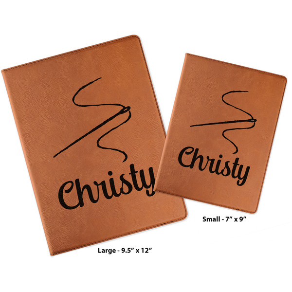 Sewing Time Cognac Leatherette Portfolios with Notepads - Compare Sizes