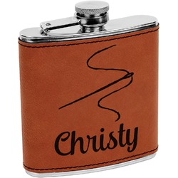Sewing Time Leatherette Wrapped Stainless Steel Flask (Personalized)