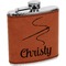 Sewing Time Cognac Leatherette Wrapped Stainless Steel Flask