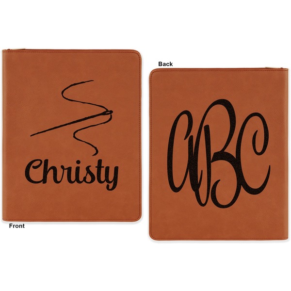 Sewing Time Cognac Leatherette Zipper Portfolios with Notepad - Double Sided - Apvl