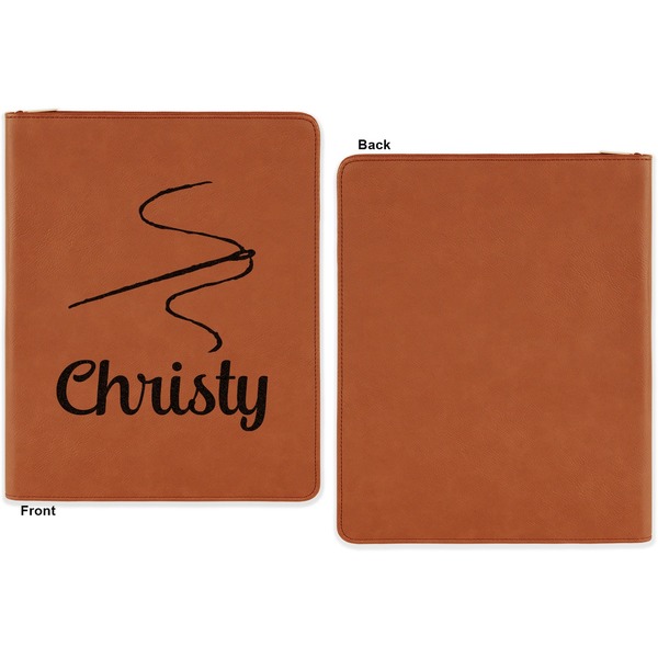 Sewing Time Cognac Leatherette Zipper Portfolios with Notepad - Single Sided - Apvl