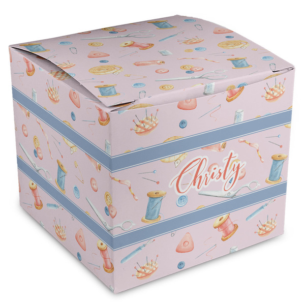 Custom Sewing Time Cube Favor Gift Boxes (Personalized)