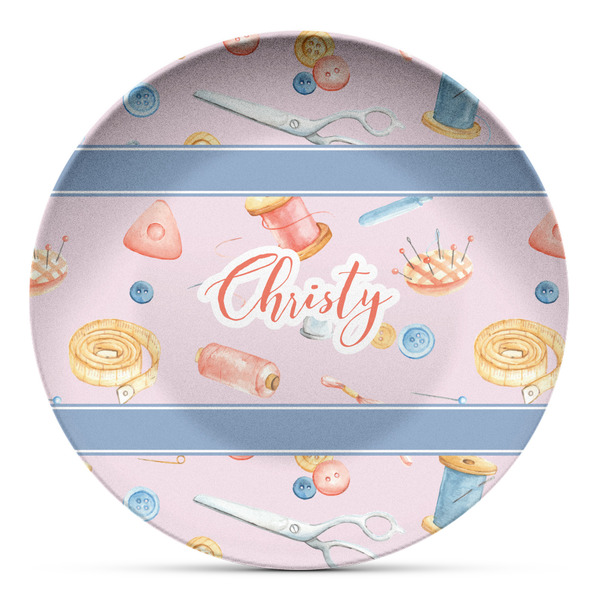 Custom Sewing Time Microwave Safe Plastic Plate - Composite Polymer (Personalized)