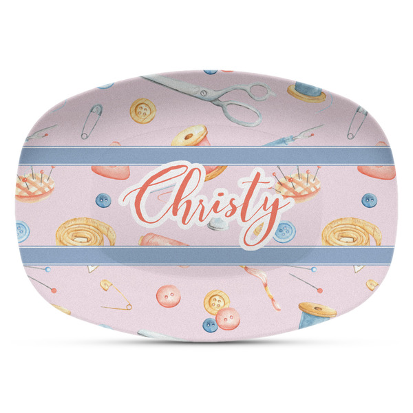 Custom Sewing Time Plastic Platter - Microwave & Oven Safe Composite Polymer (Personalized)