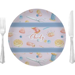 Sewing Time 10" Glass Lunch / Dinner Plates - Single or Set (Personalized)