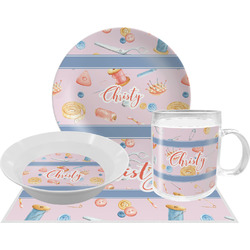 Sewing Time Dinner Set - Single 4 Pc Setting w/ Name or Text