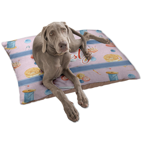 Custom Sewing Time Dog Bed - Large w/ Name or Text
