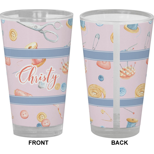 Sewing Time Pint Glass - Full Color - Front & Back Views