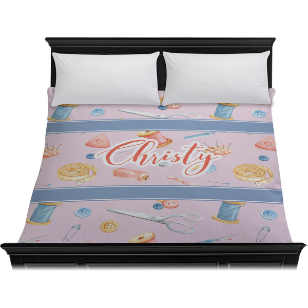 Sewing Time Duvet Cover - King - On Bed - No Prop