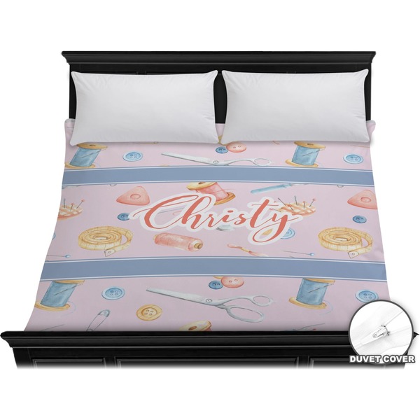 Custom Sewing Time Duvet Cover - King (Personalized)