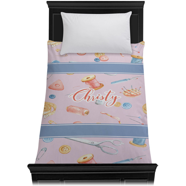 Sewing Time Duvet Cover - Twin XL - On Bed - No Prop