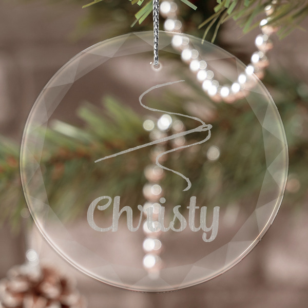 Custom Sewing Time Engraved Glass Ornament (Personalized)