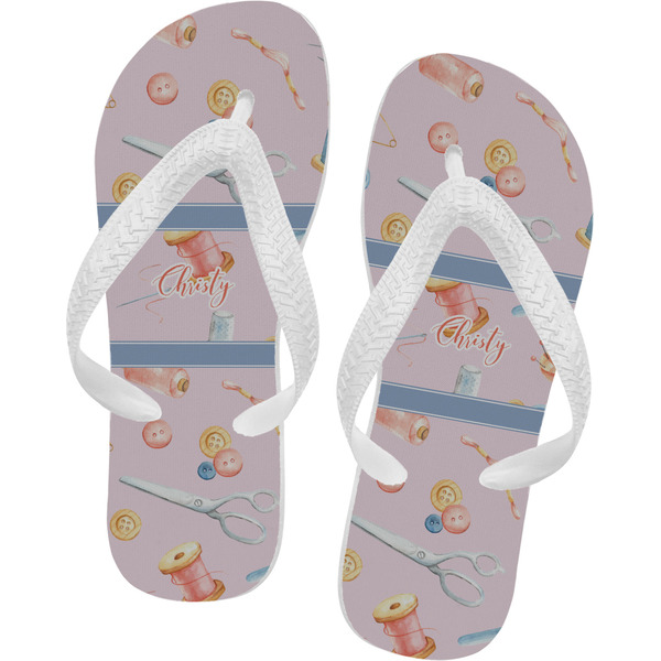 Custom Sewing Time Flip Flops - Small (Personalized)