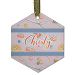 Sewing Time Flat Glass Ornament - Hexagon w/ Name or Text