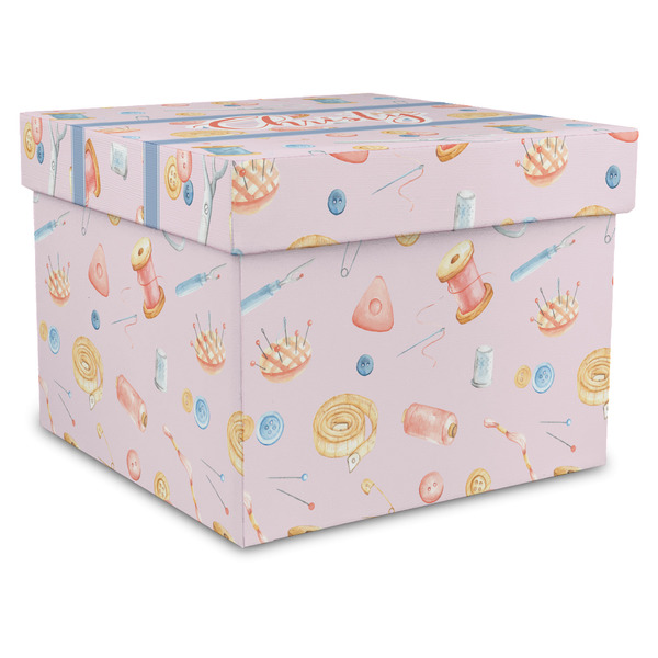 Custom Sewing Time Gift Box with Lid - Canvas Wrapped - XX-Large (Personalized)