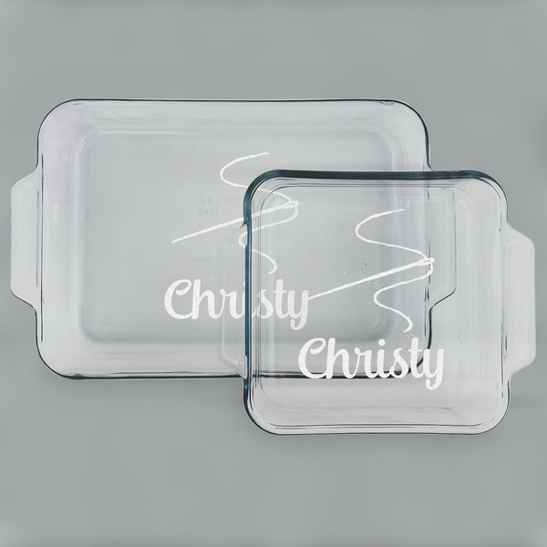 Custom Sewing Time Set of Glass Baking & Cake Dish - 13in x 9in & 8in x 8in (Personalized)