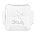 Sewing Time Glass Cake Dish with Truefit Lid - 8in x 8in (Personalized)