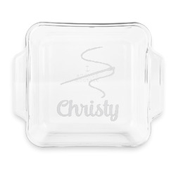 Sewing Time Glass Cake Dish with Truefit Lid - 8in x 8in (Personalized)