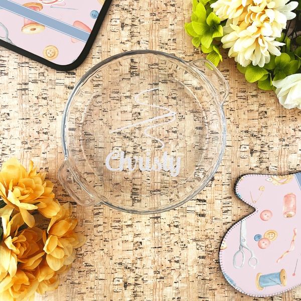 Sewing Time Glass Pie Dish - LIFESTYLE