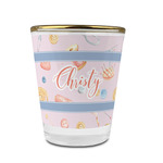 Sewing Time Glass Shot Glass - 1.5 oz - with Gold Rim - Single (Personalized)