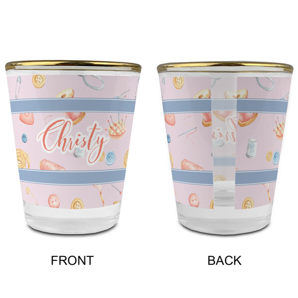 Sewing Time Glass Shot Glass - with gold rim - APPROVAL