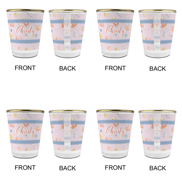 Sewing Time Glass Shot Glass - with gold rim - Set of 4 - APPROVAL