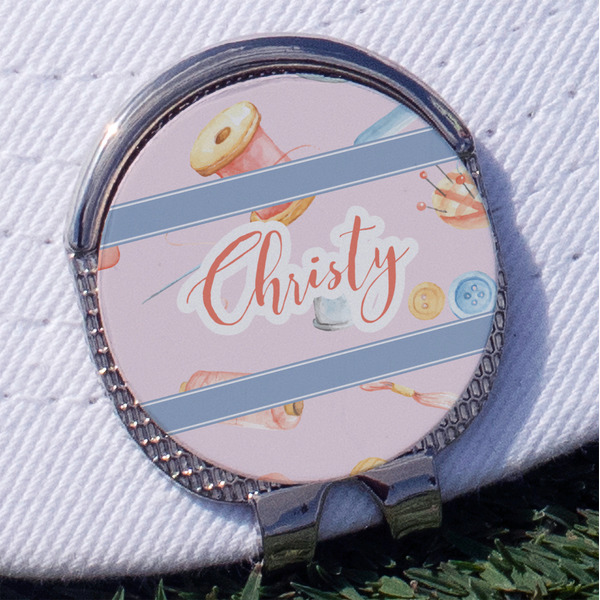 Custom Sewing Time Golf Ball Marker - Hat Clip