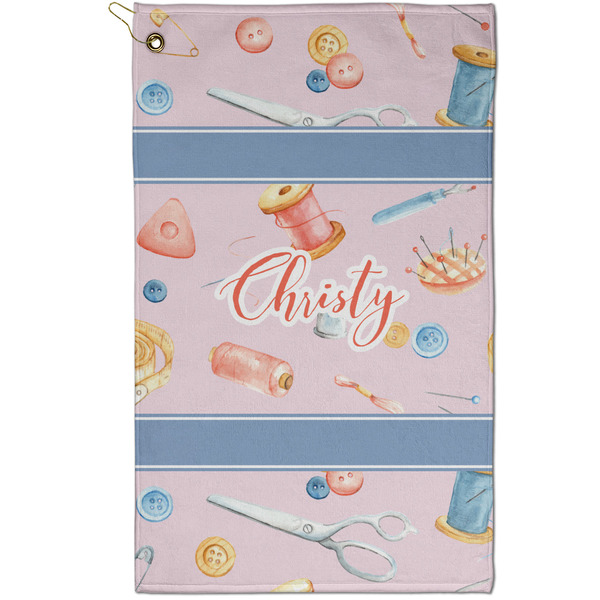 Custom Sewing Time Golf Towel - Poly-Cotton Blend - Small w/ Name or Text