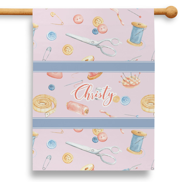 Custom Sewing Time 28" House Flag (Personalized)