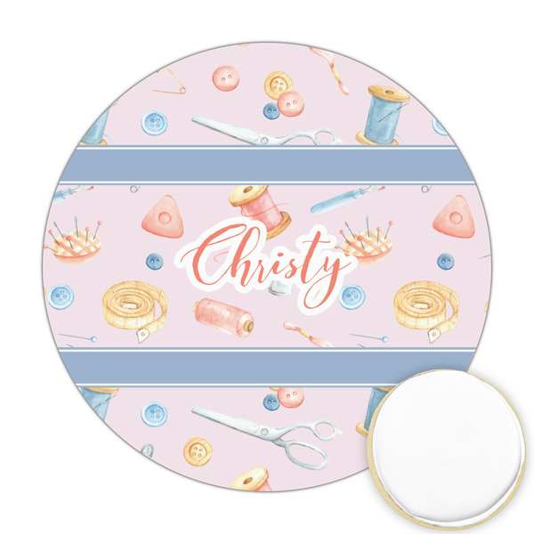 Custom Sewing Time Printed Cookie Topper - Round (Personalized)